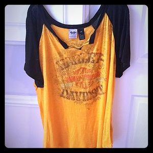 Lightweight orange and black sheer Harley Davidson